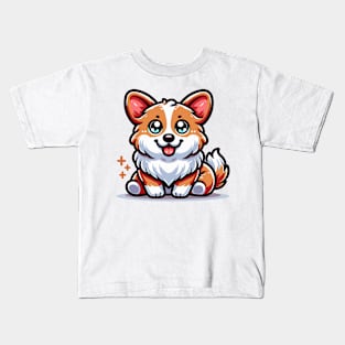 "Adorable Sitting Corgi" - Playful Cartoon Dog Design Kids T-Shirt